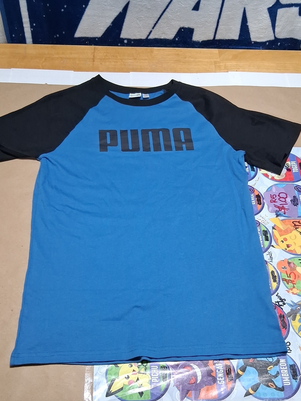 Puma Blue and Black Raglan Logo Tee